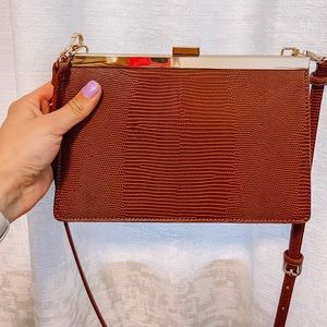 Tan faux leather clutch/crossbody purse